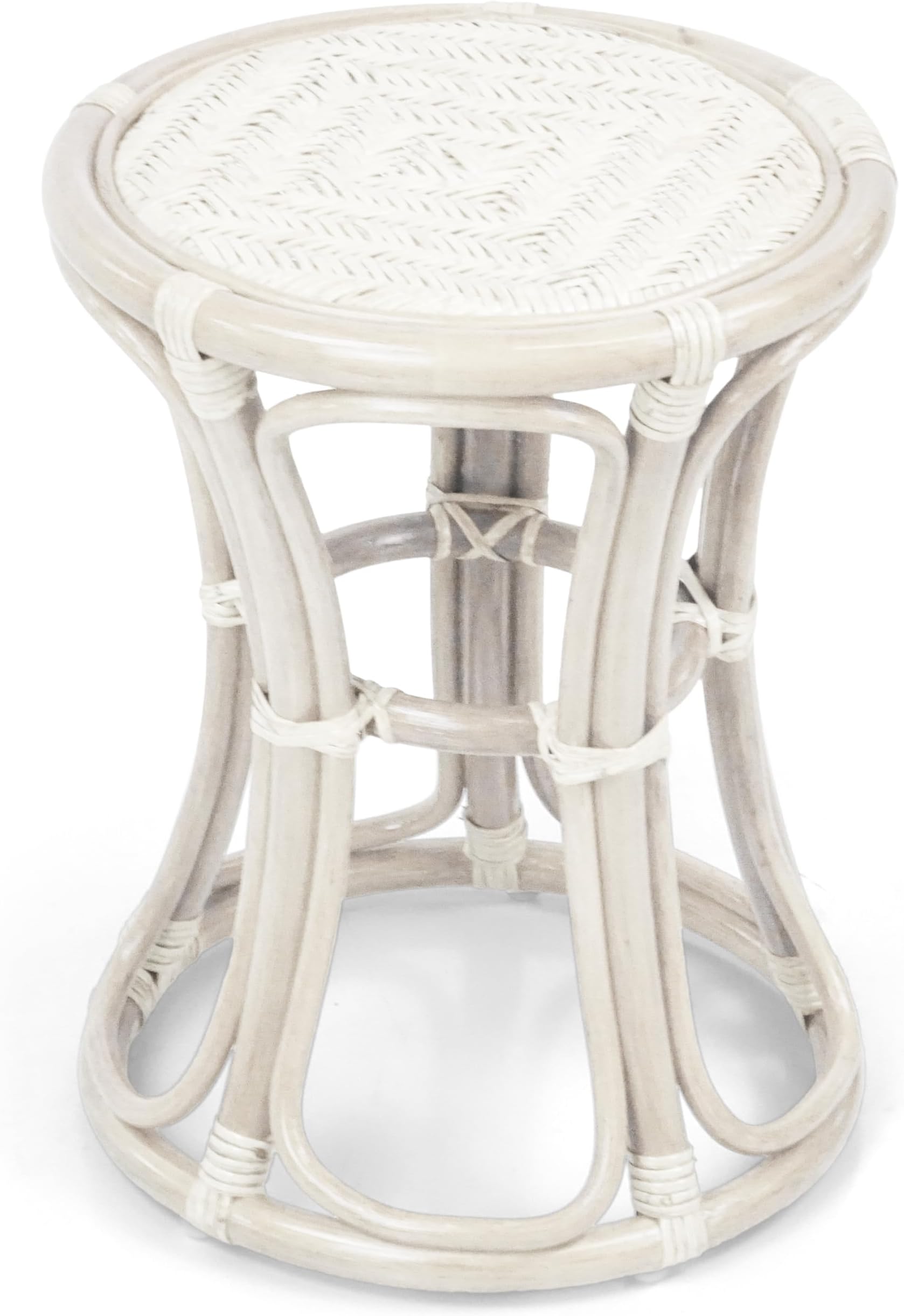 Natural Rattan Wicker Stool Breeze Plant Stand Handmade Design ECO, White