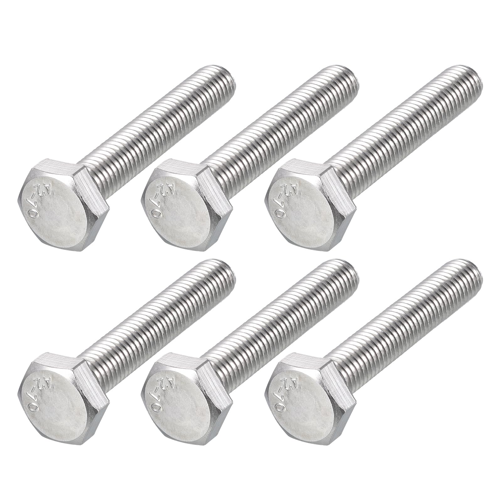 METALLIXITY Hex Bolts (M10-1.5x60mm) 6Pcs, 304 Stainless Steel Coarse Fully Threaded Hex Head Screw Bolt Machine Screws