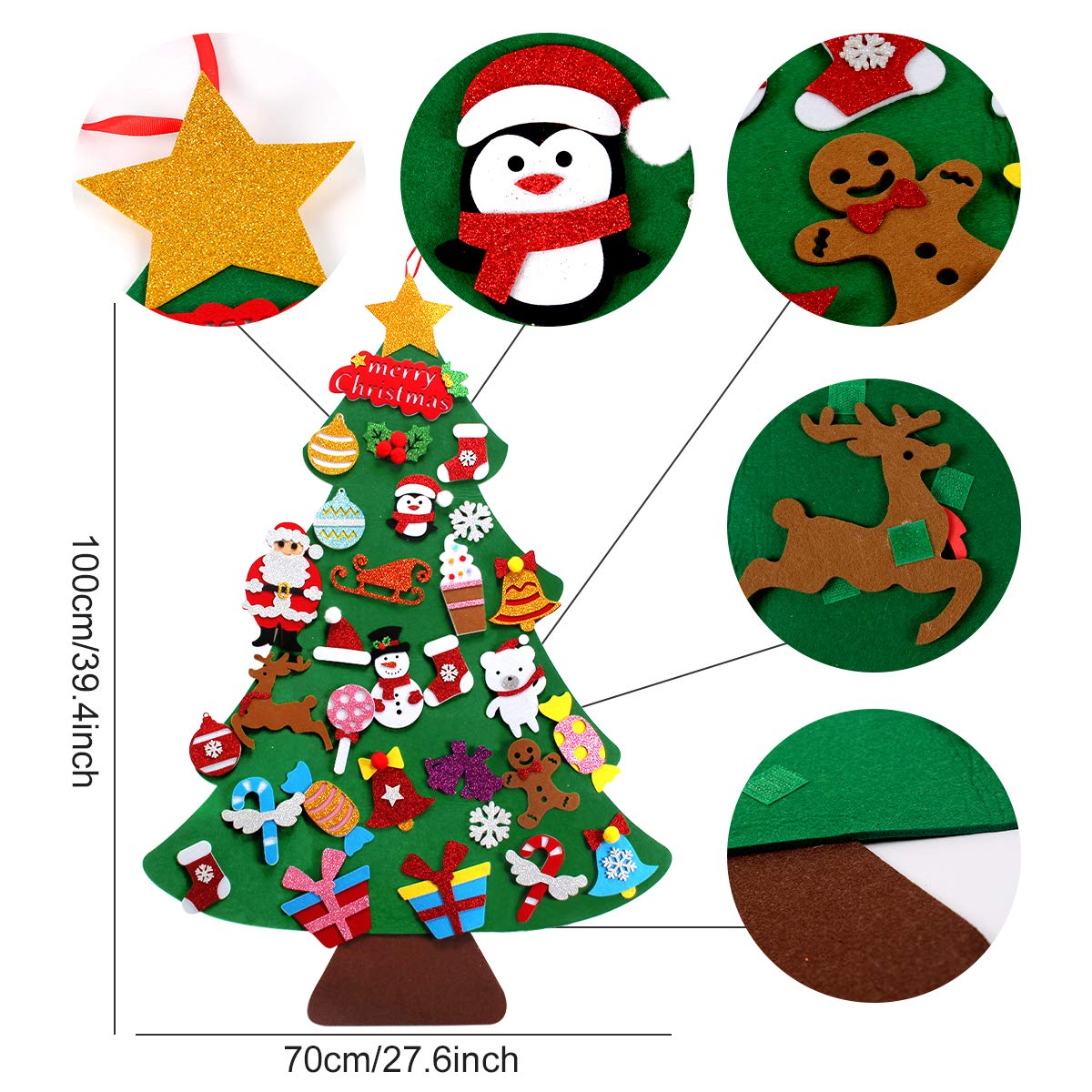 Pllieay 50 Fogli Di Feltro Di Natale 10x10 Cm - 10 Colori, Spessore 1,4 Mm Per Decorazioni Fai Da Te