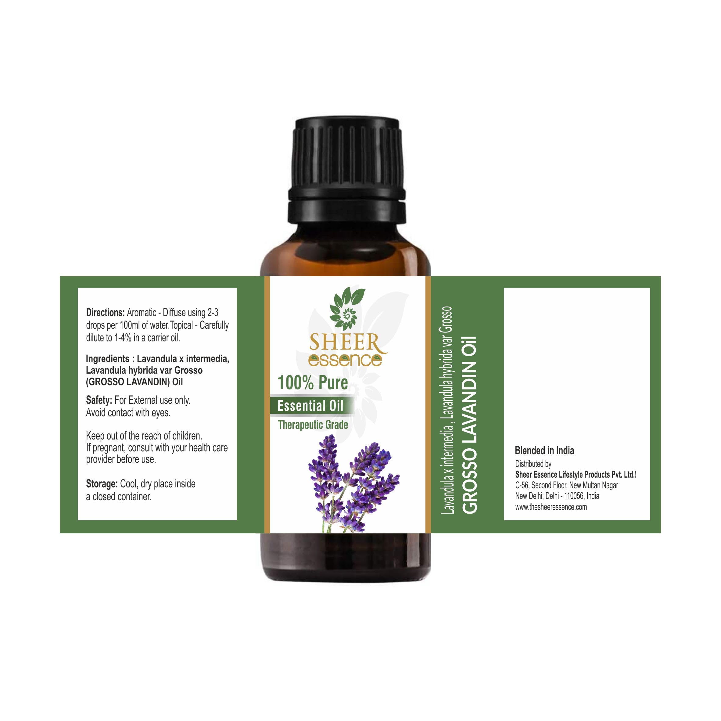 Lavandin Grosso Oil (Lavandula X Intermedia Lavandula Hybrida Var Grosso) Essential Oil 100% Pure Natural Undiluted Uncut Therapeutic Grade Oil 16.90 Fl.OZ