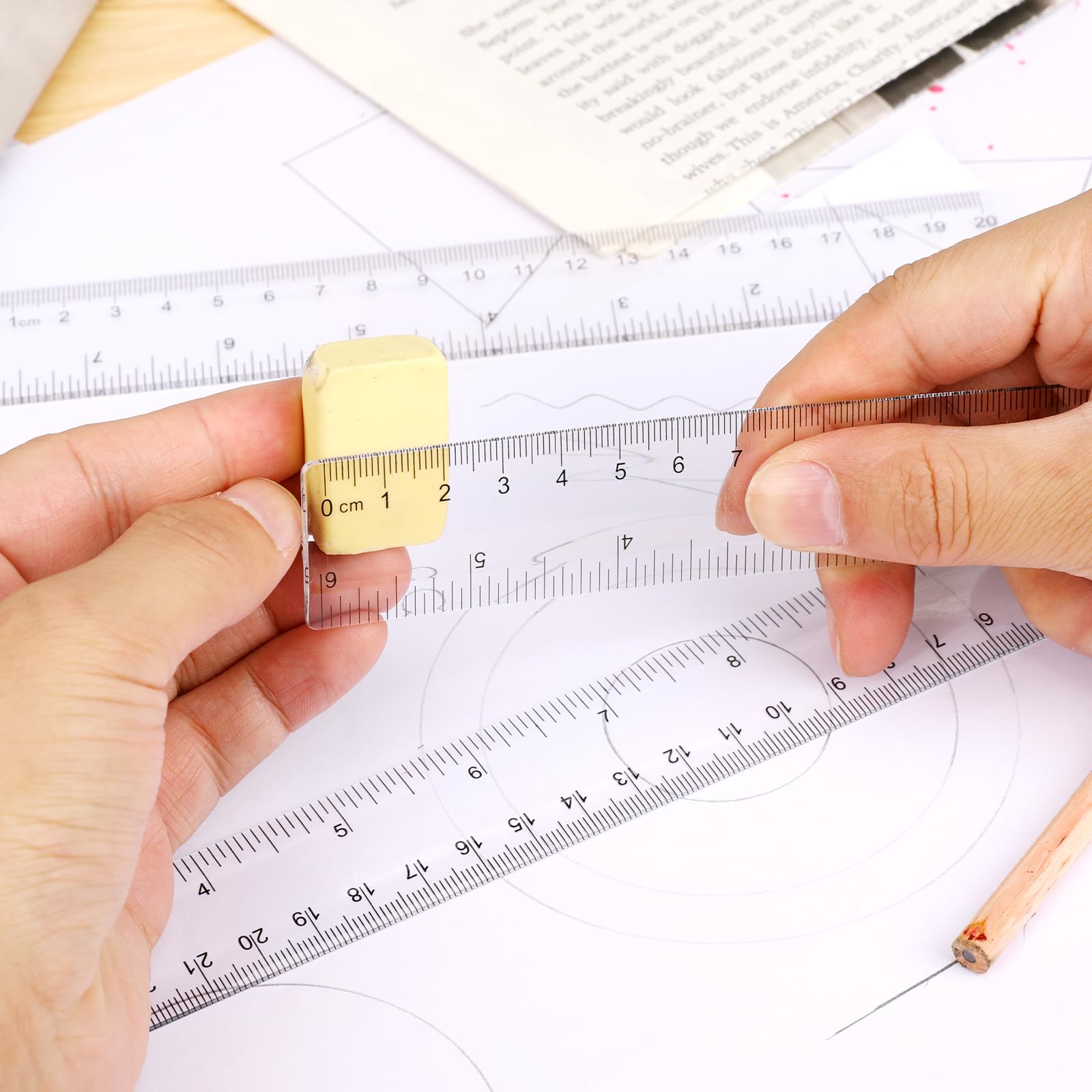 6 Pack 6 Inch 8 Inch 12 Inch Ruler Set Plastic Straight Ruler Transparent Measuring Tool Acrylic Clear Ruler for School Office Student - Image 4