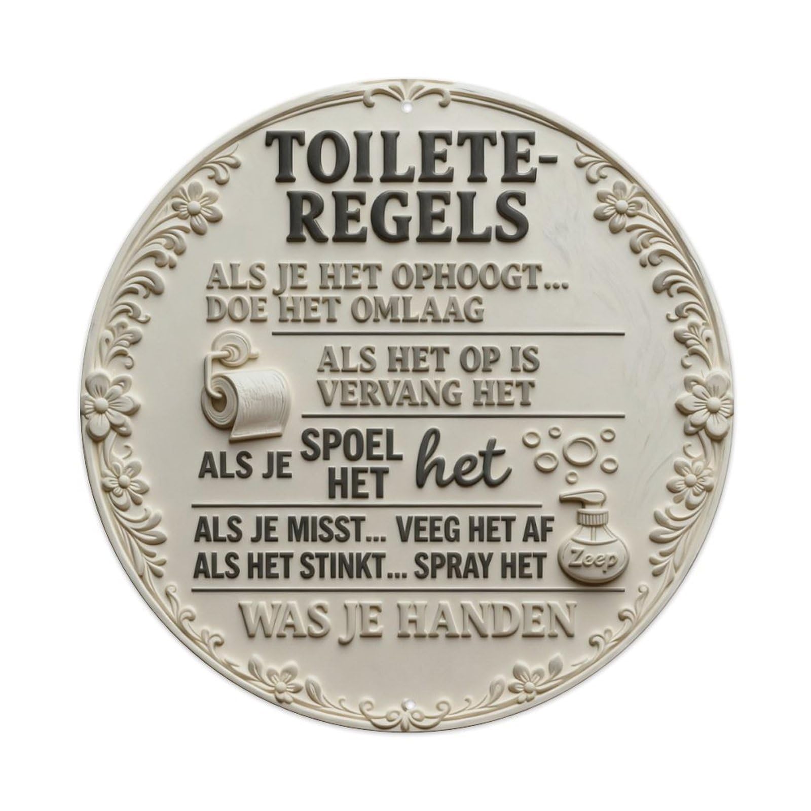 Zlatcbu Vintage Dutch Toilet Rules Metal Tin Sign Retro Wall Art Poster, Decor For Home Living Room Bar Cafe Garage, 8X8 Inch