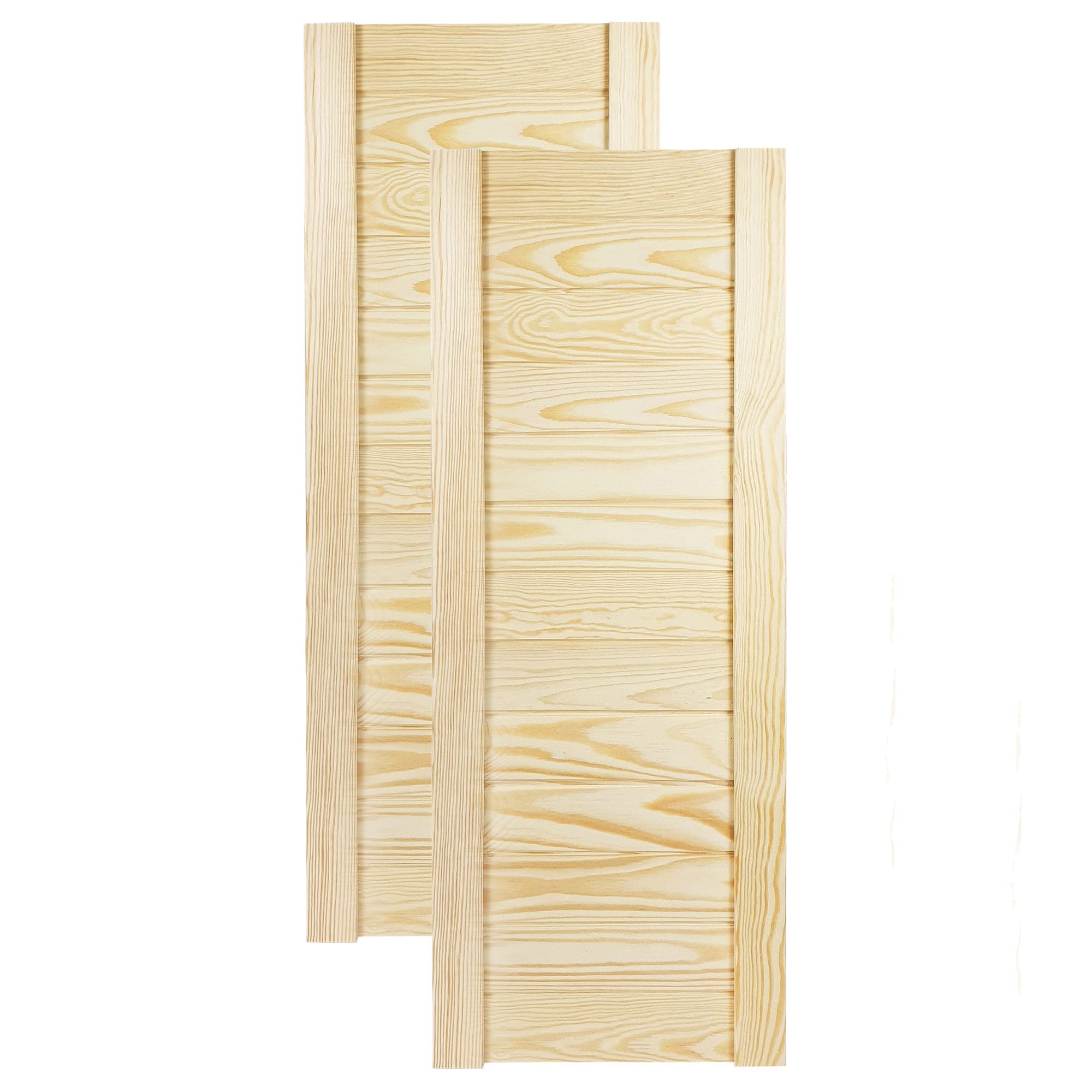 DecoMeister Porte a Lamelle Chiuse in Legno 294x766 mm Confezione da 2 - Porta Pino Massiccio - Anta per Armadio a Persiana Cieca - Frontali Mobili e Antine per Guardaroba - Legno Naturale Grezzo
