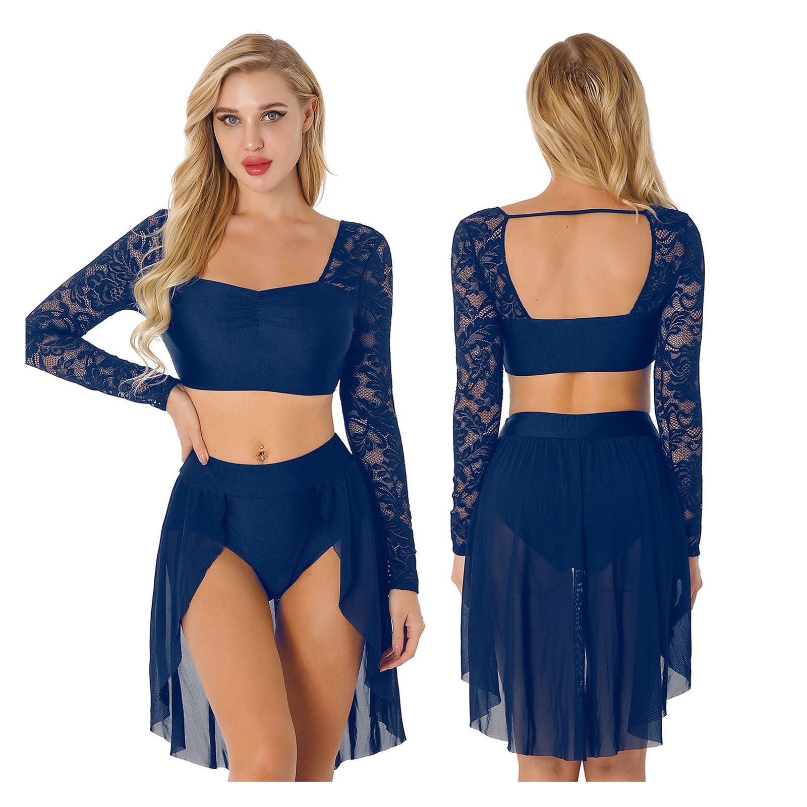 Vestido De Danza LíRica Moderno Vestido de Ballet for Mujer Trajes de Baile lírico Bailarina Leotardo Vestido de Baile Cuello Halter sin Mangas Top Corto de Lentejuelas Falda de Ballet