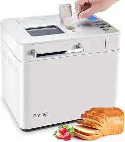 Patioer Máquina de fazer pão de 900 g com dispensador de fermento e nozes, máquina de pão compacta programável 21 em 1, 3 tamanhos de pão, 3 cores de crosta