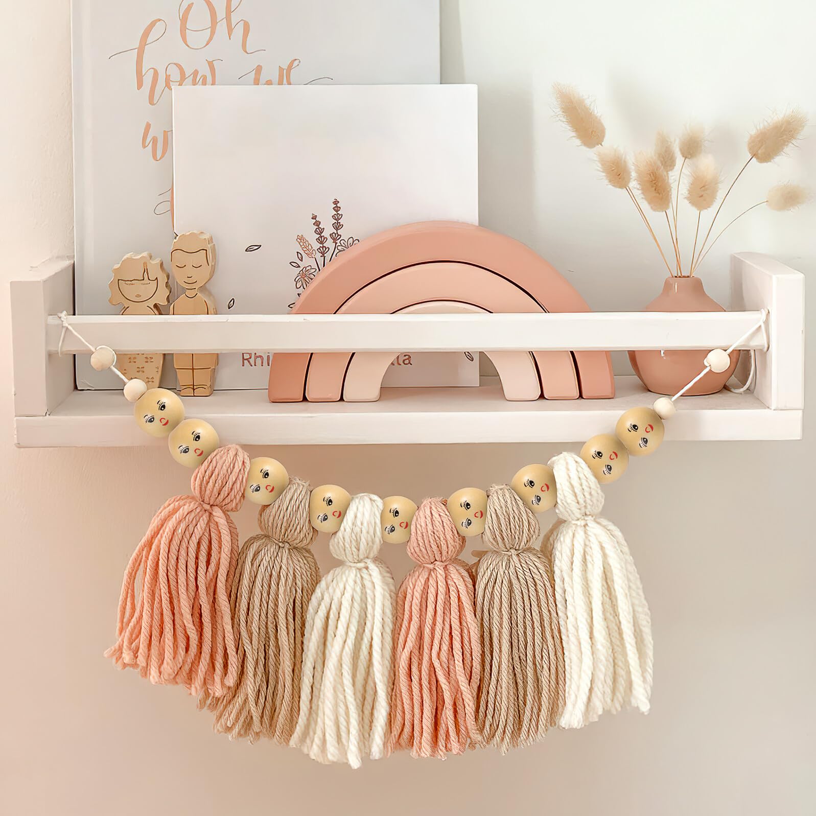 50 Cuentas Redondas de Madera Natural con Sonrientes 18 MM sin Terminar con Agujeros para Manualidades y Bricolaje Accesorios para Pulseras Collares y Decoración Infantil
