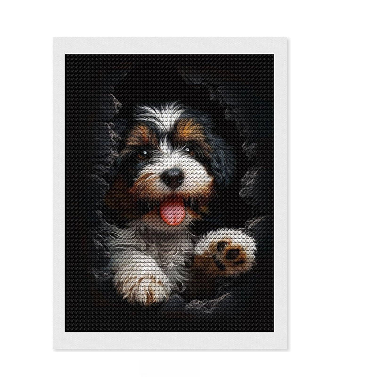 Junmoney Tibetan Terrier Full Drill Diamond Painting Kit 12"x16", for Women, Stress Relief Craft, Aesthetic Room Decor, Birthday Gift