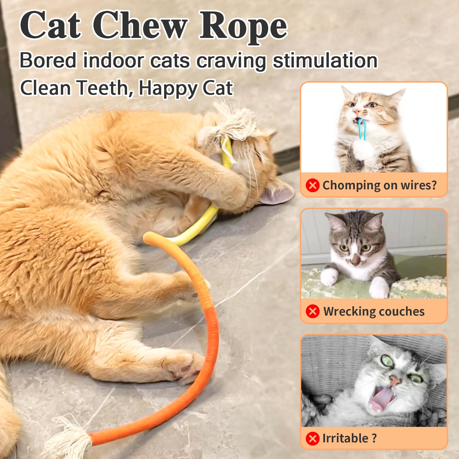 Retro Shaw Cat Toys Chew Rope, 3Pcs Cat Ropes Toys with Catnip, Interactive Indoor Safe String Kitten Teething Toy Kitty Kicker 23.6 Inches
