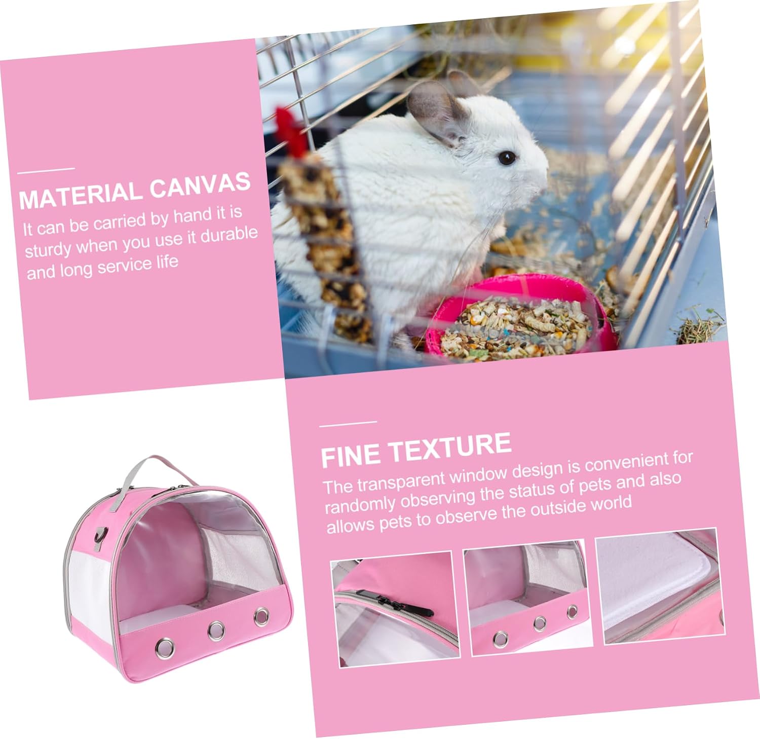 POPETPOP Portable Small Animal Carrier Bag Breathable Travel Pouch for Hamsters Hedgehogs and Small Pets Lightweight Compact Design for Outdoor Adventures and Trips Pink