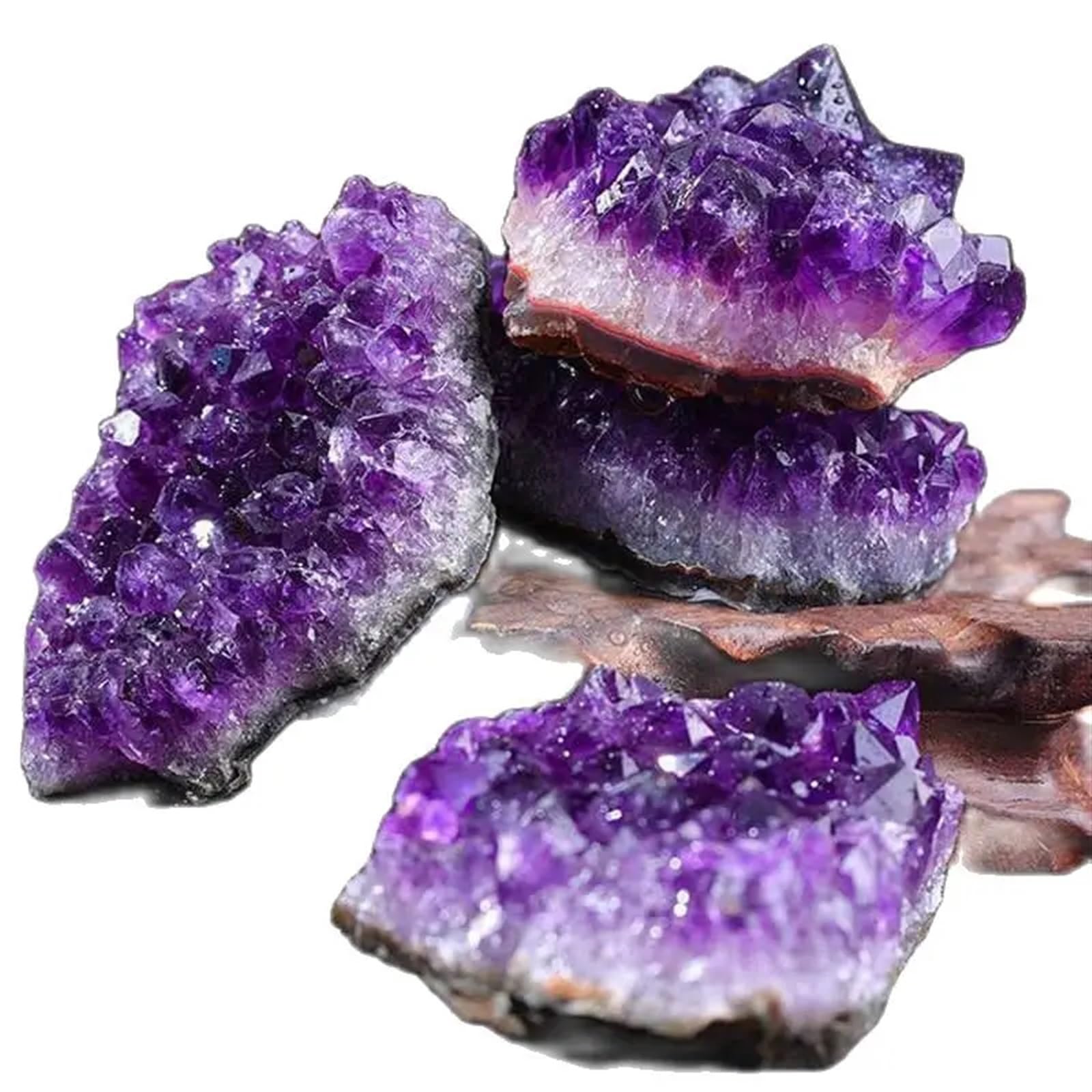 Hermoso Geoda de racimo de cristal de cuarzo amatista natural for decoración del hogar y la oficina, ayuda a relajar la mente y promover la armonía.(180-200g)