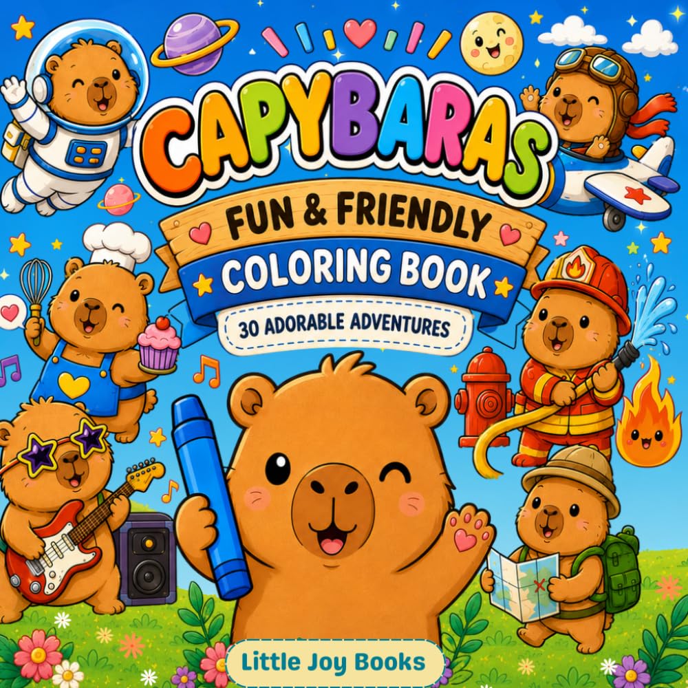 Capybaras Fun & Friendly: Cute aventures coloring book