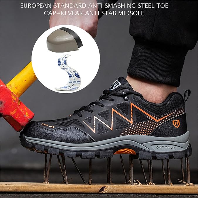 ZHENSI Veiligheidsschoenen met stalen neus voor dames, lichte antislip industriële bouw werkschoenen, Roze