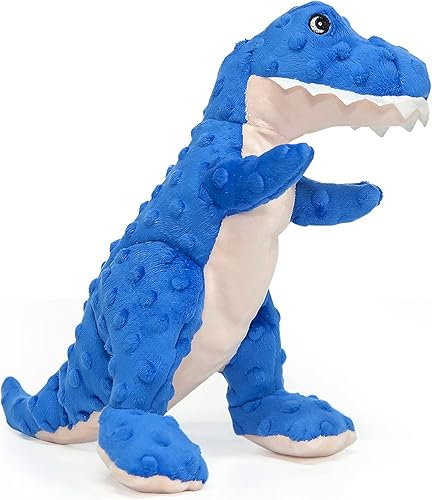 DODODOLA Juguetes para perros, juguete de dinosaurio para perros, animales de peluche azules, juguete para masticar, juguetes de cumpleaños para