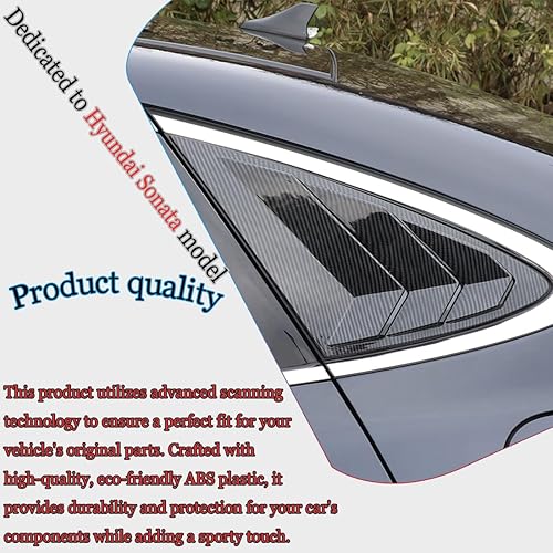 Vista 35 de 2 unids trasero ventana lateral persianas cubierta cubierta cubierta persianas ajuste para Hyundai Sonata 2011 2012 2013 2014 - ABS negro brillante
