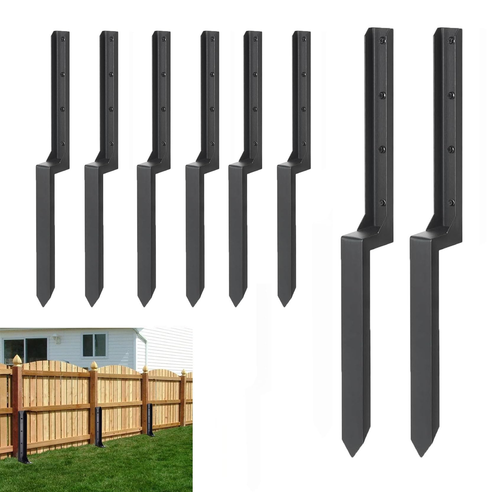 LQSYBHD Heavy Duty Steel Fence Post Repair Stake Garden Fence Post Support Fence Post Repair Kit Spikes for Fence Tops Ground Spike for Tilted/Broken Wood Fence Post(Size:8pcs)