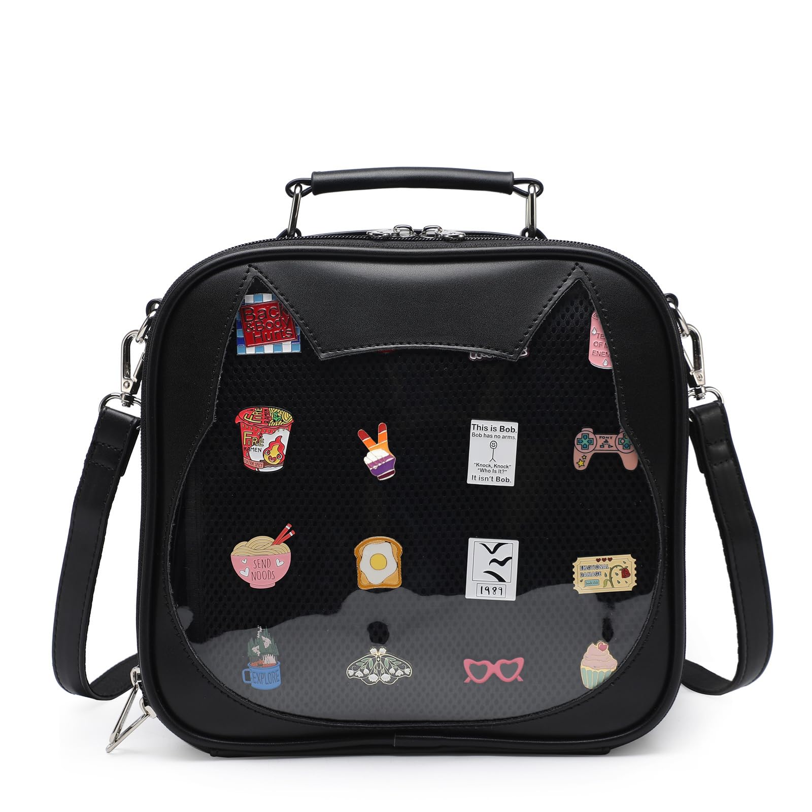 CHERRY SAUCE Cat Ita Bag Crossbody Bag Shoulder Bag Backpack Satchel Kawaii Purse with Pin Display