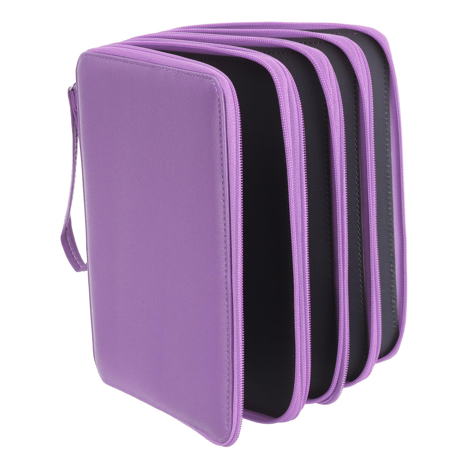 Trousse colorée grande capacité violette avec 184 emplacements et fermeture éclair