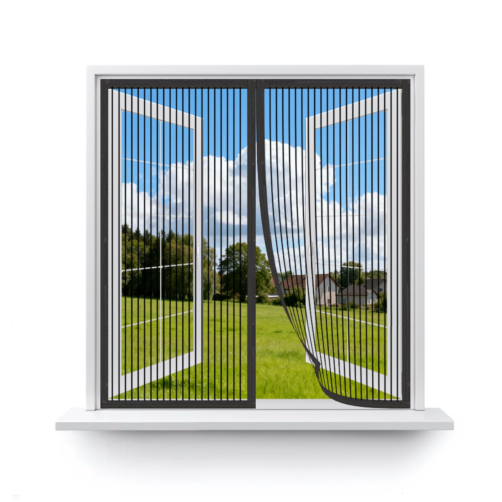 MAGICDOOR Magnetic Fly Screen Door 55x75cm, Black Polyester Door Curtain, Breathable, Auto-Closing, Heavy Duty Anti Mosquito Net Without Drilling for Terraces Bedrooms Drawing Room etc. โ image 1