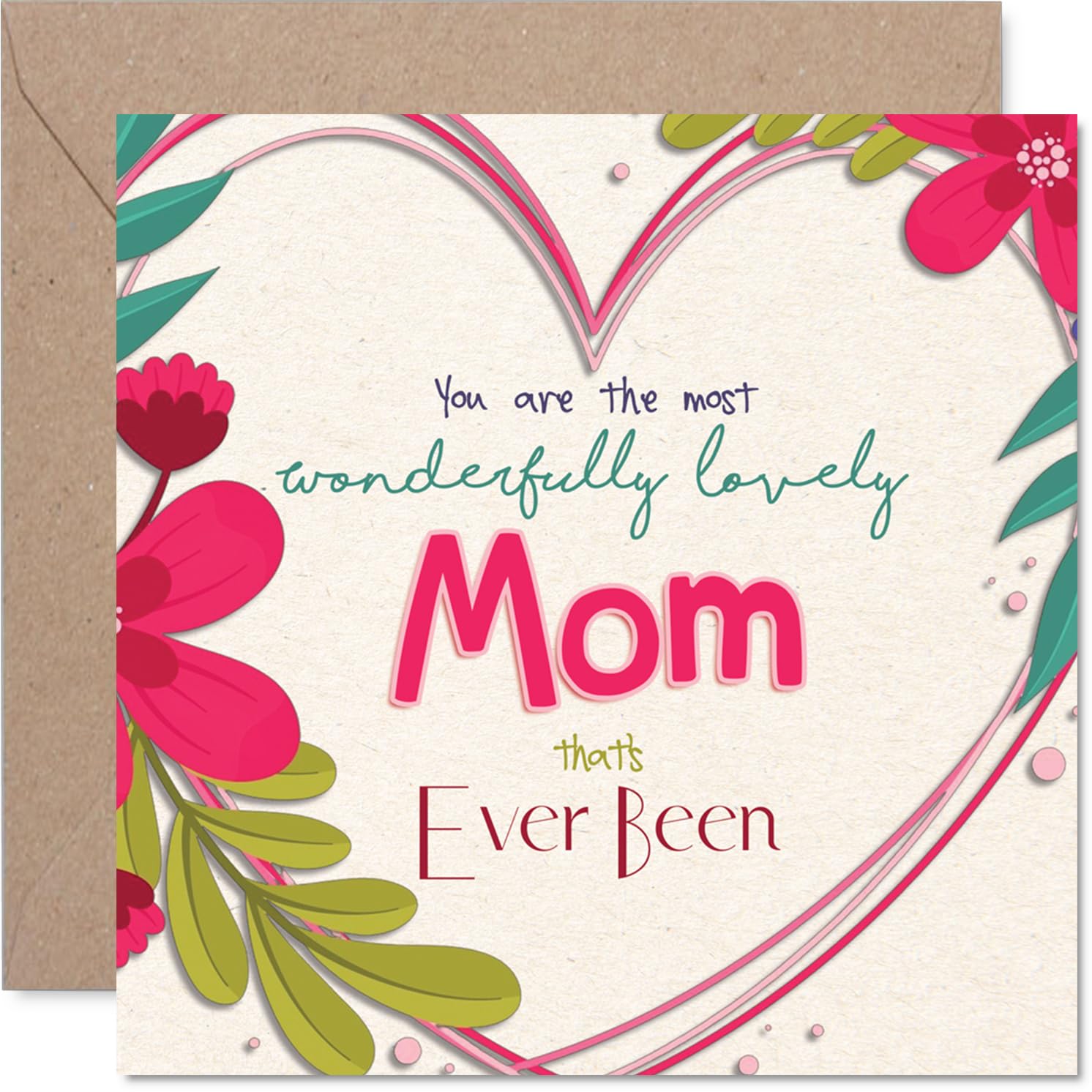 Mom Birthday Card - The Most Wonderfully Lovely - Happy Birthday Card for Mom from Son Daughter, 145mm Colourful Floral Design Mother's Day Greeting Cards