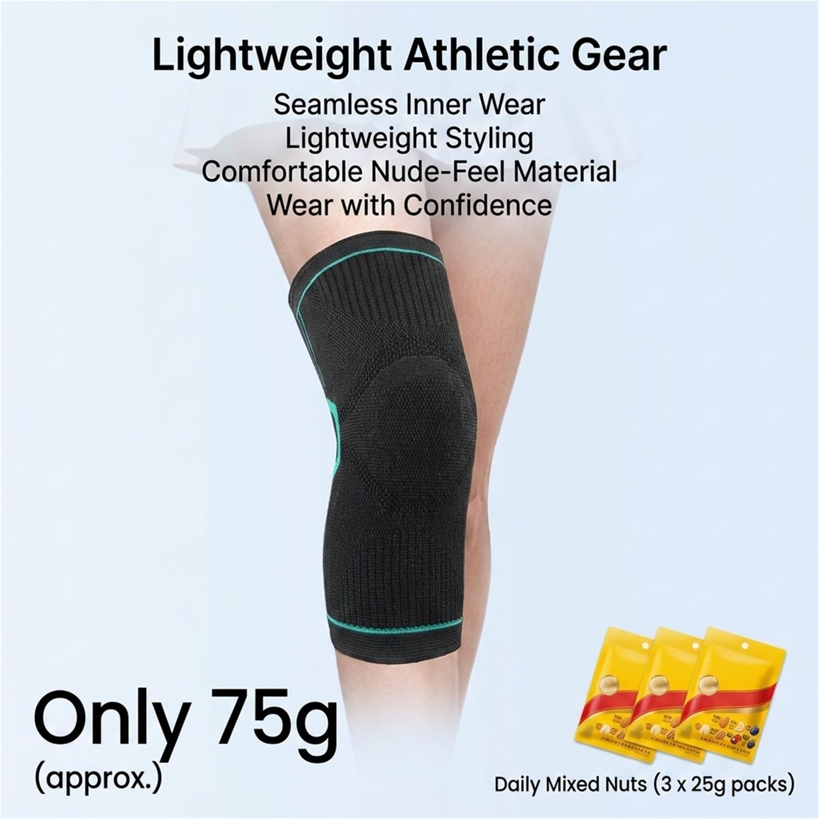 Ginocchiera di supporto per uomo e donna, tutore compressivo per ginocchio per corsa, sollievo dal dolore articolare, palestra, basket, sport, ginocchiera traspirante in maglia, fascia singola (L
