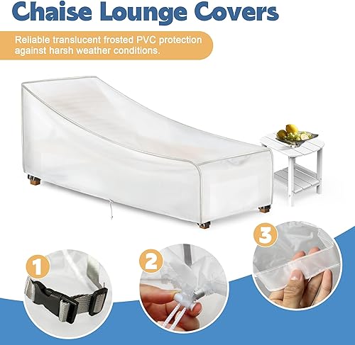 Miniatura 3 de IndigoTempest9 Fundas para tumbonas, fundas de PVC para muebles de patio, funda para silla de piscina que se adapta hasta 68 pulgadas de largo x 30