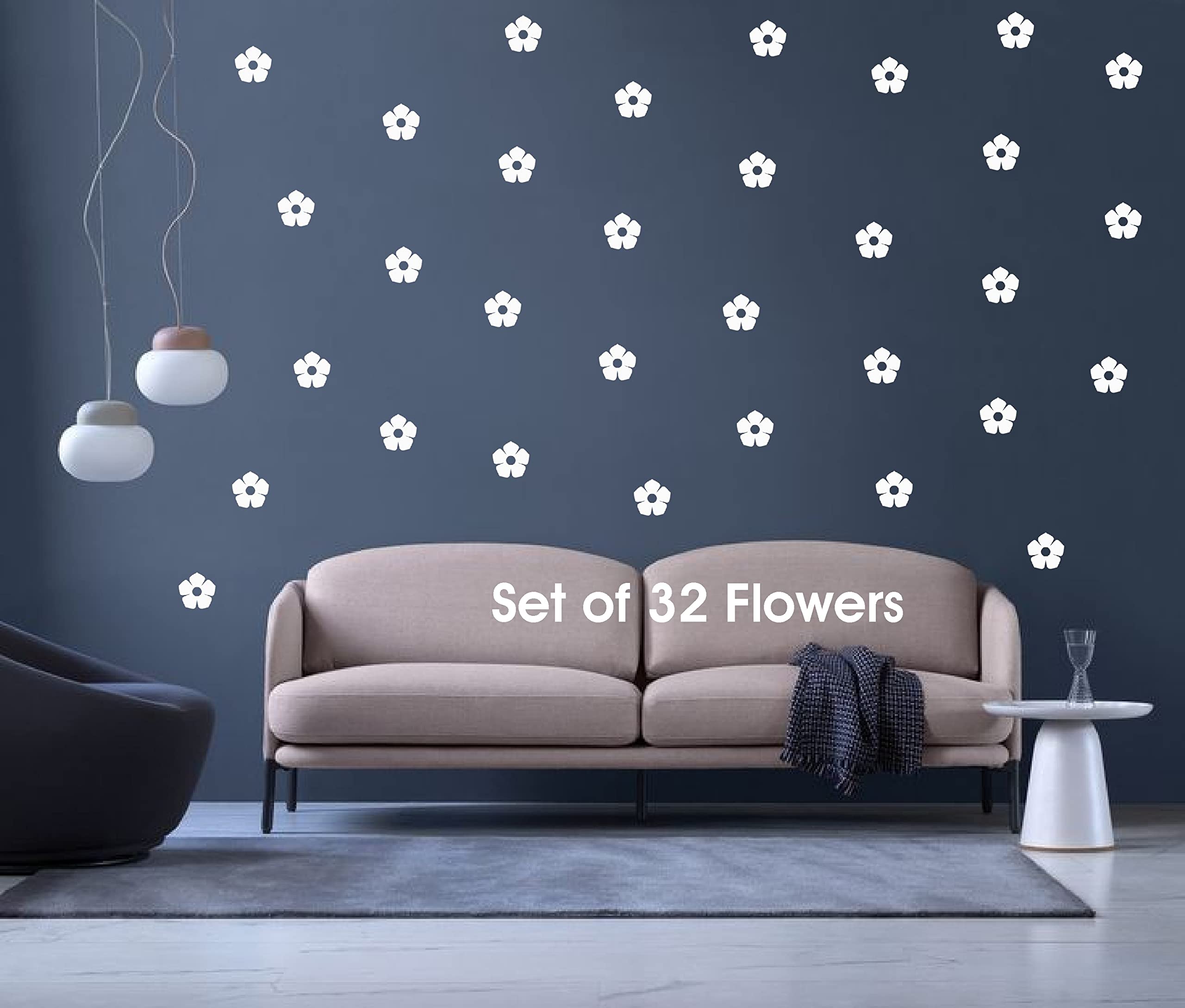 Flowers Wall Sticker. Wall Stickers for Living Room,Kids Room, Bedroom.Decorative Vinyl Stickers. Set of 32 Flowers Stickers.One Sticker is of Size 5x5 cm.-image-25