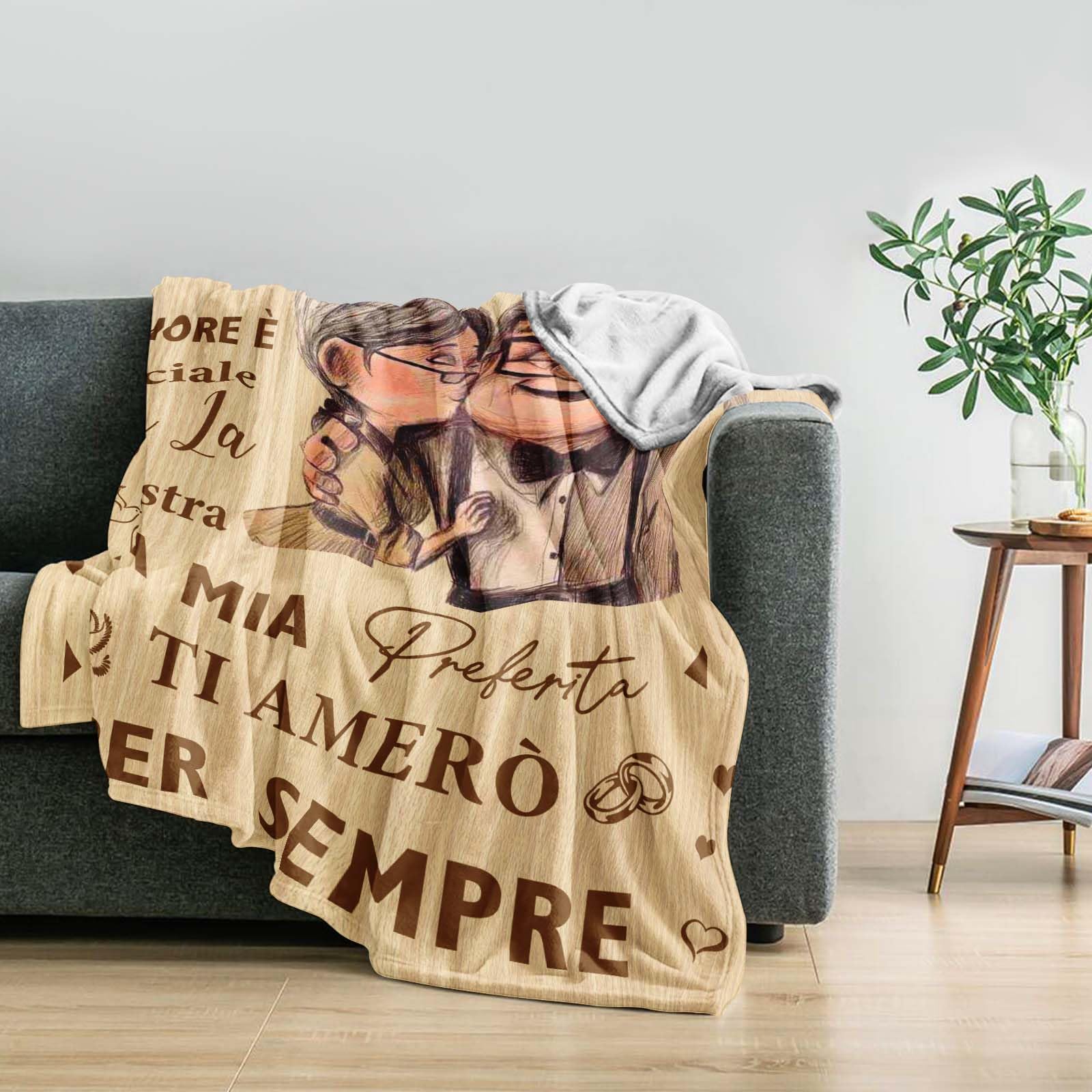 Regalo Anniversario per Lui Lei, Regalo Anniversario Matrimonio, Anniversario Fidanzamento, Regalo Promessa di Matrimonio Sposi Originale, Regalo Fidanzato Fidanzata, Coppia Ti Amo Coperta 150x130CM