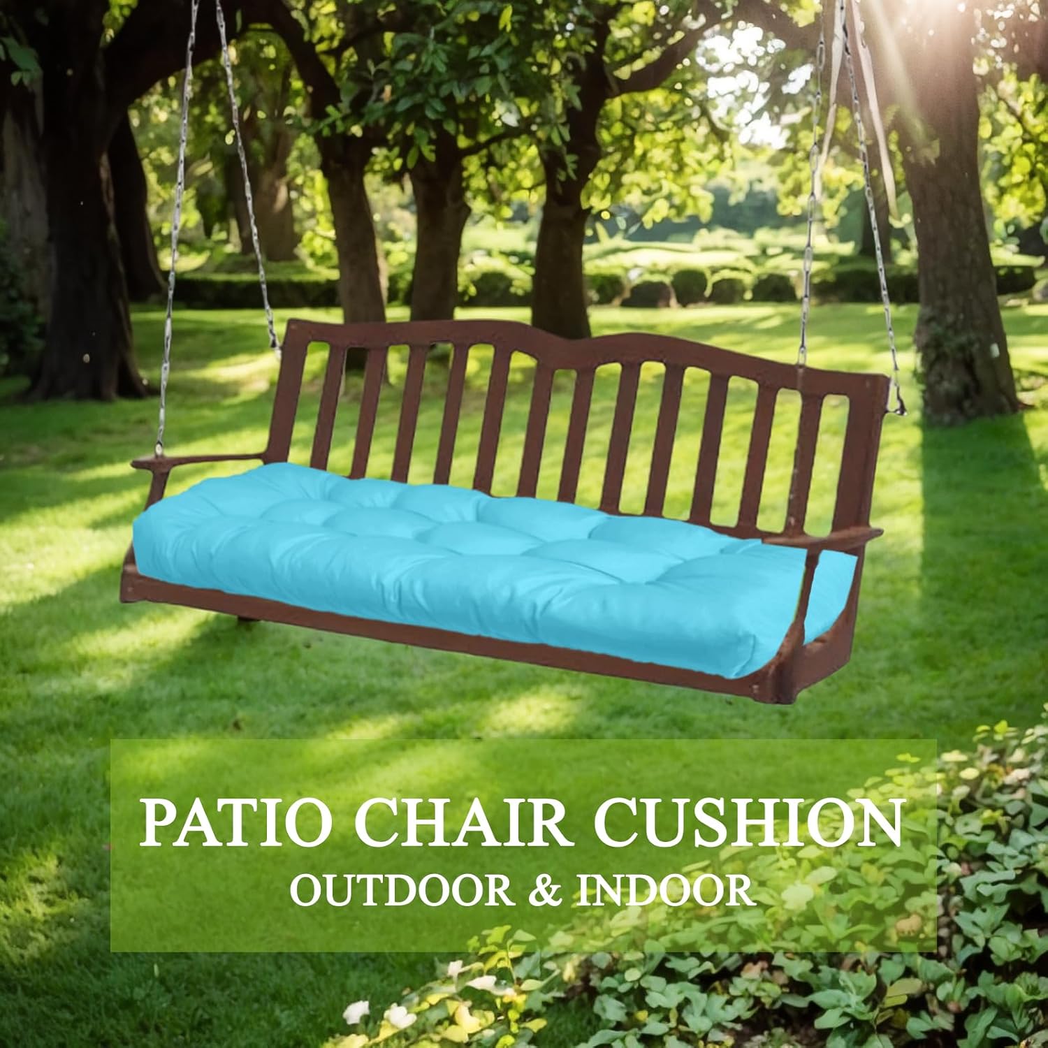 MTMR Outdoor Bench Cushion, Waterproof Wicker Chair Cushion, Thick Patio Replacement Seat Pad for Porch Lawn Indoor Swing Couch Sofa Loveseat, Patio Furniture Cushions, 44x19 Inch, Lake Blue