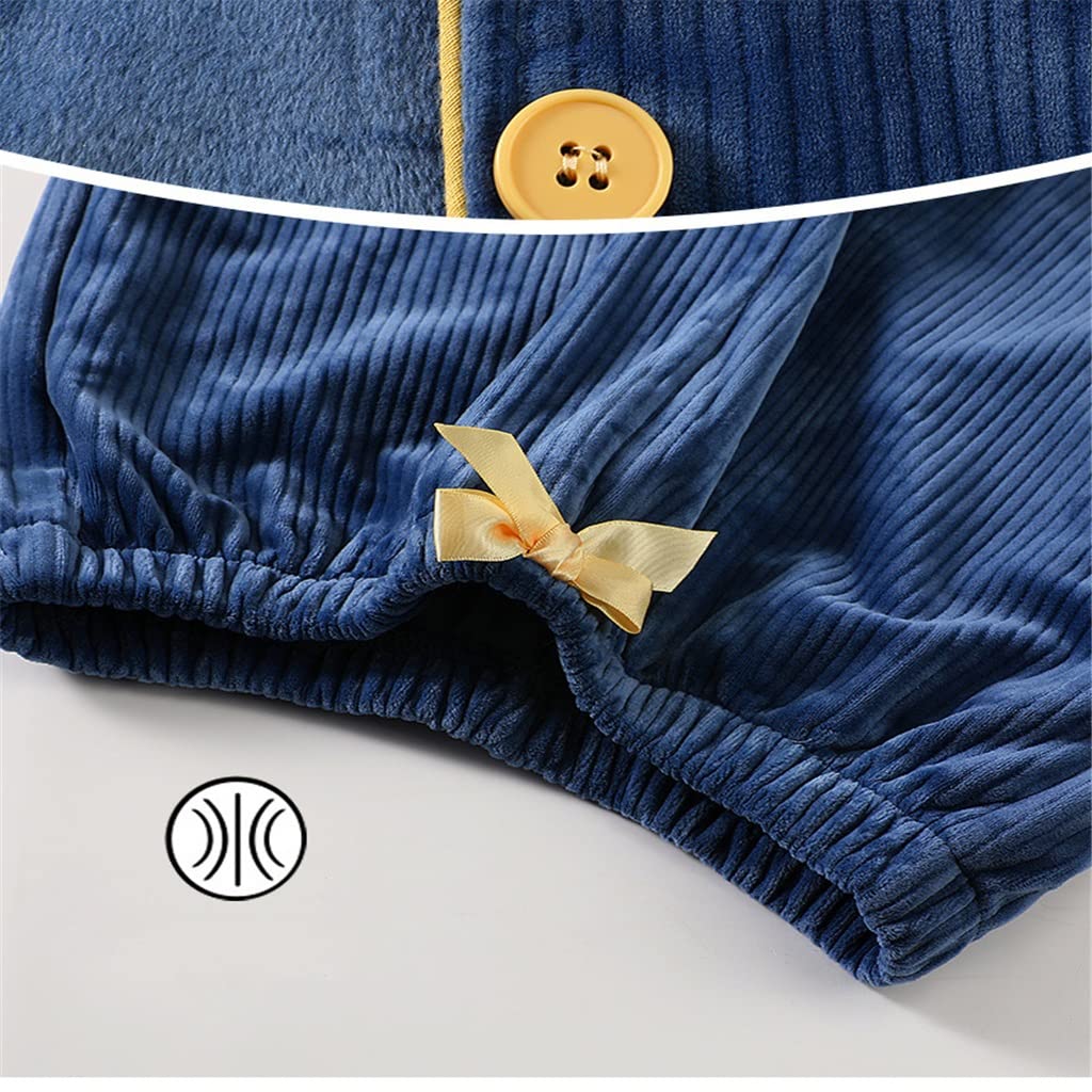 ZXLIHS Damen Winter-Pyjama-Set, dick, warm, Loungewear, Pyjama, Heimhose, warme Heimkleidung, Anzug (Farbe: Blau, Größe: L-Code) (Blauer XXL-Code)