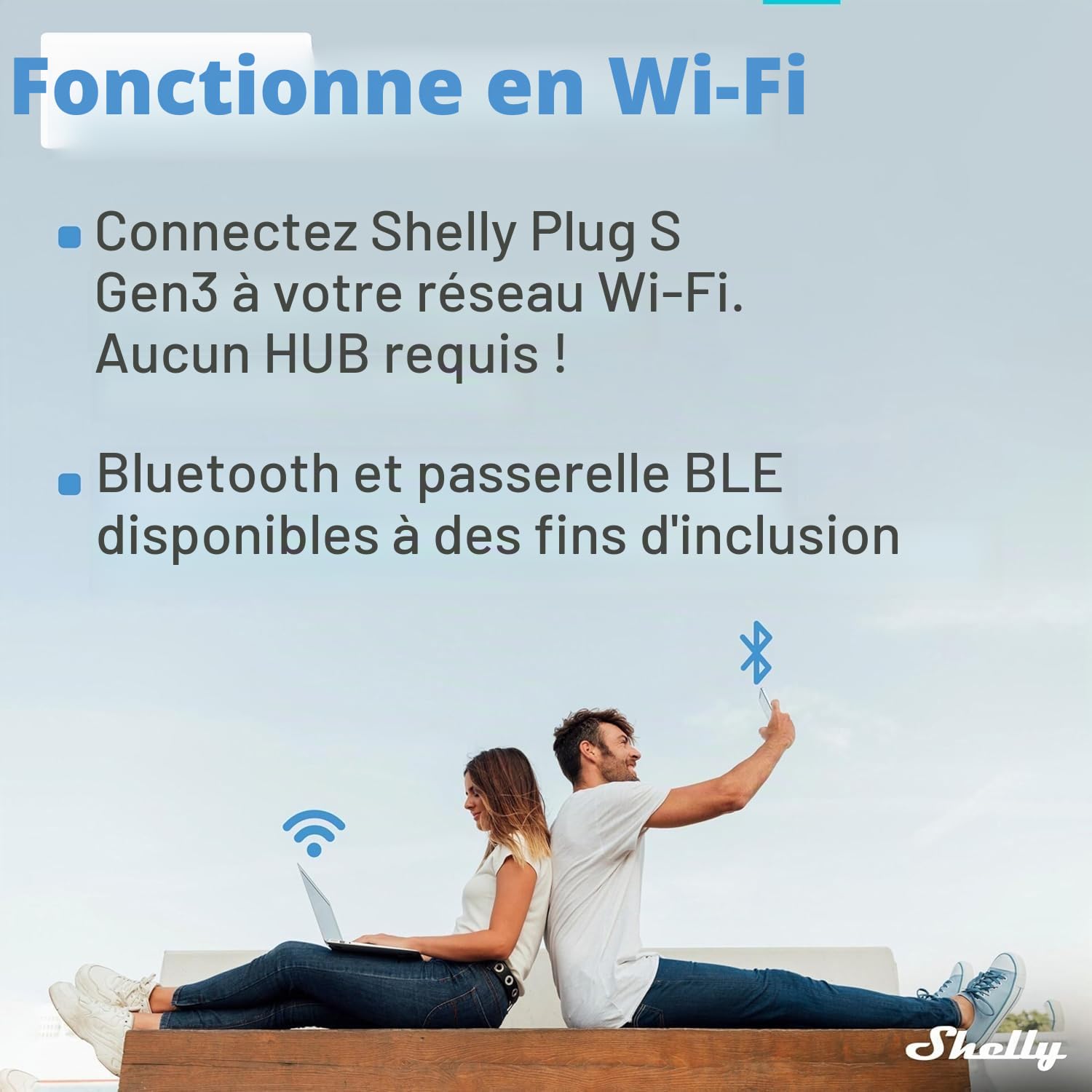 Shelly Plug S MTR Gen3 Blanc Lot de 4 Prise Intelligente Certifié Matter avec Surveillance de Puissance et Affichage LED Multicolore Télécommande APP pour iOS et Android Accessoire Google