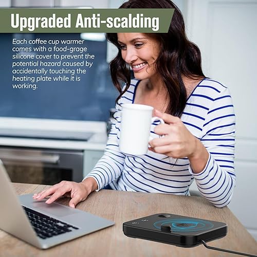 Miniatura 5 de Calentador de taza de café, calentador de café eléctrico con apagado automático para escritorio de oficina, calentador de velas con 3 temperaturas,