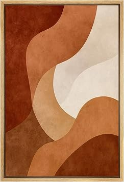 SIGNWIN Framed Canvas Print Wall Art Terracotta Abstract Shapes Modern Minimalist Geometric Decorative Multicolor Colorful Rustic for Living Room, Bedroom, Office - 16"x24" NATURAL