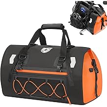 Waterproof Duffle Bag, 50L Motorcycle Dry Bag, Luggage Tail Saddle Travel Rear Rack Trunk Bags with Hidden Helmet Pocket, Shoulder Straps for Outings Commuting Boat E-bike (Black)