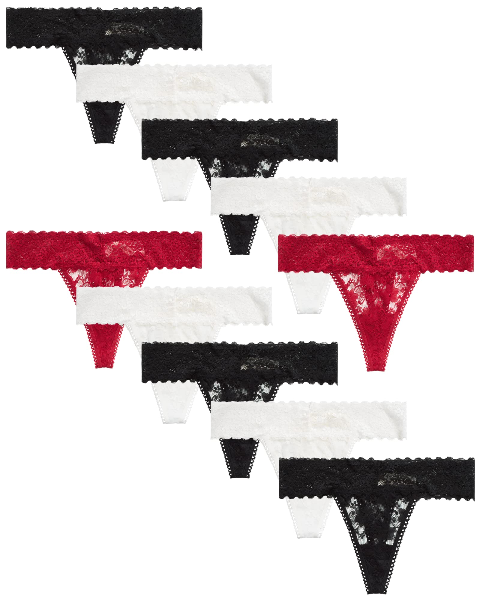 Jessica Simpson Lot de 10 strings en dentelle microfibre extensible pour femme (S-XL)