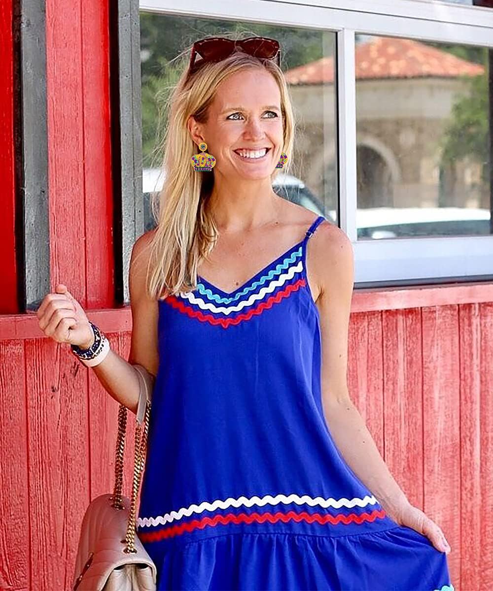 Mardi Gras Earrings Beaded Mask Letter MARDI GRAS Dangle Earrings for Women Crown Carnival Drop Earrings Holiday Jewelry Gifts - Image 4