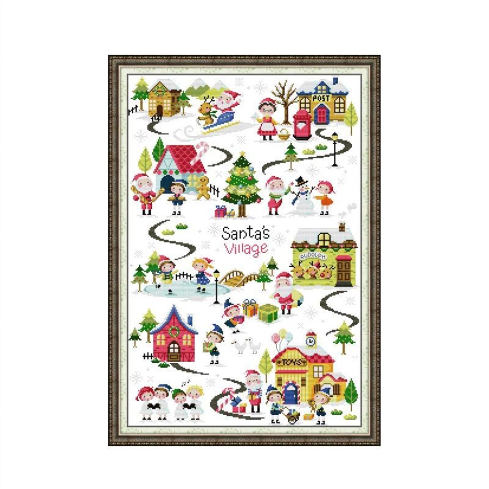 Broderie point de croix village de noël pour vos soirées créatives d'hiver