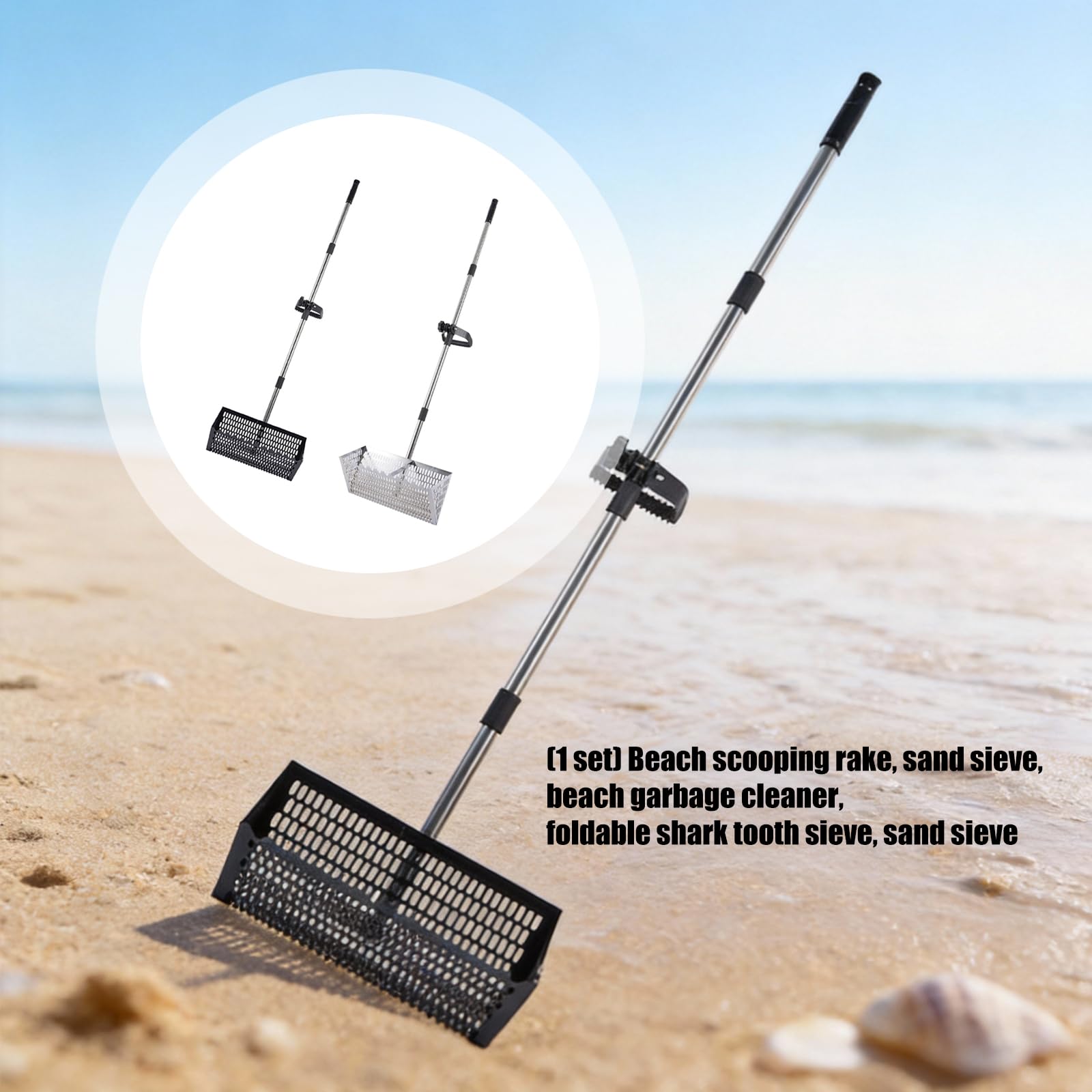 Palmare Sifter Setaccio Erpice Pala Spiaggia Cibo di Mare Catcher Denti Ergonomico Setaccio per Giardinaggio Terreno Allentamento Campeggio Pala di Sabbia Ergonomica