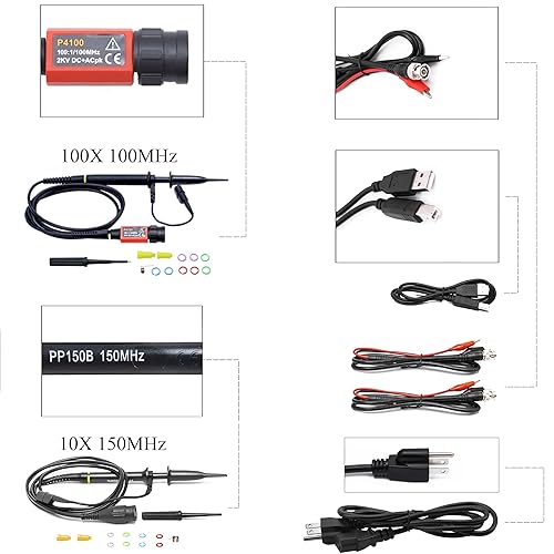 Vista 25 de Hantek Osciloscopio de almacenamiento digital DSO2C15 150MHz Ancho de banda 2CH Dual Channel 1GSa/s 8M Profundidad de memoria con sonda de alto