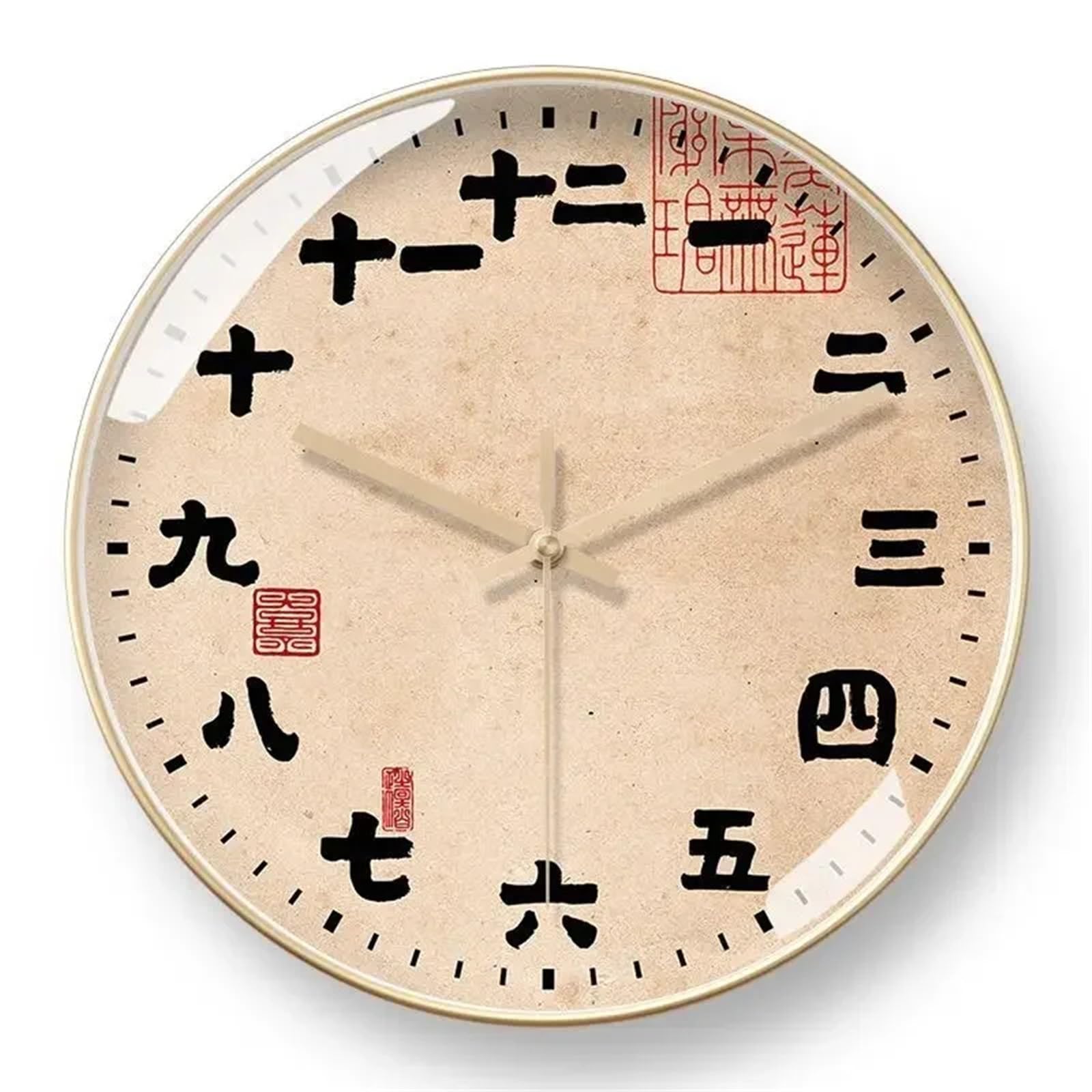 LUYSGBXR Wall Clock Personality Art Wall Clock Classical Retro Teahouse Study House Creative Decoration Household Decorative Mute(D-Gold frame,8 inch-(20cm))