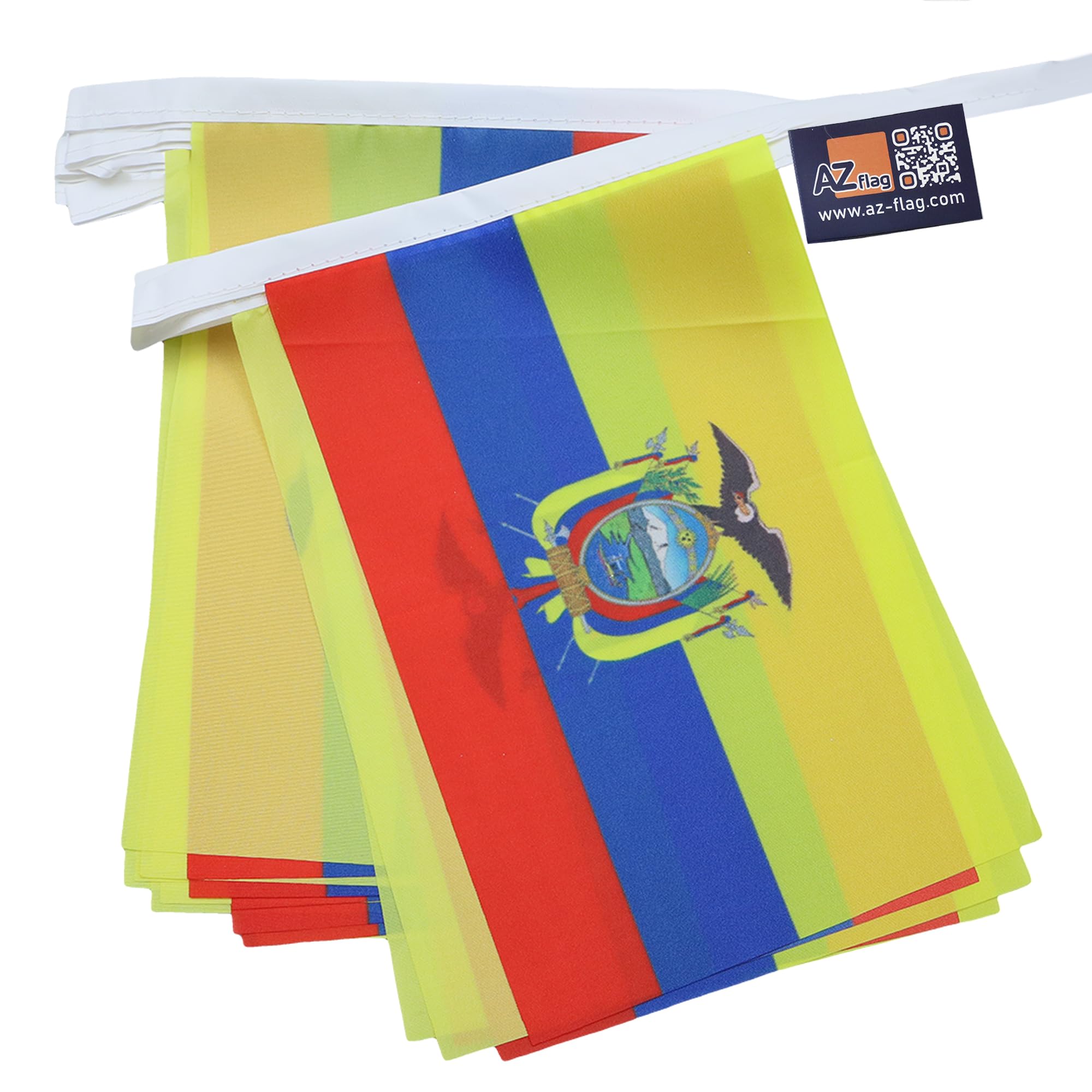 AZ FLAG Guirnalda 6 Metros, 20 Banderas de Ecuador 21x15 cm, Bandera Ecuatoriana 15 x 21 cm - Banderines — view 7
