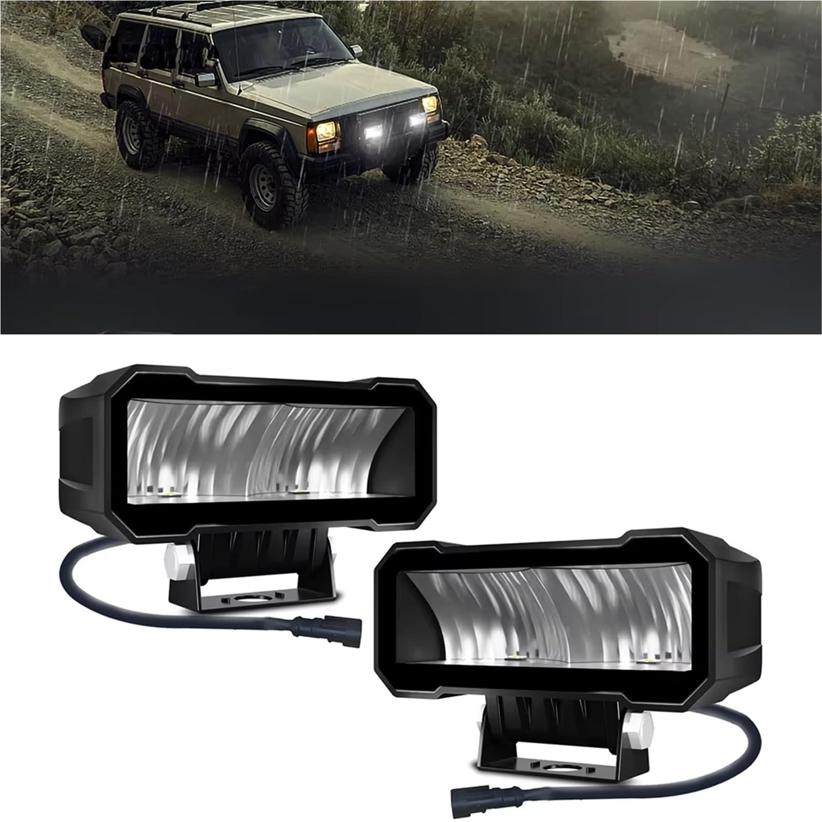 Luz Trabajo Led 5 Pulgadas 80W 8000LM Faro LED Superbrillante Coche 6000K Vehículos Todoterreno Tractor Camión Lámpara Antiniebla Impermeable Faros