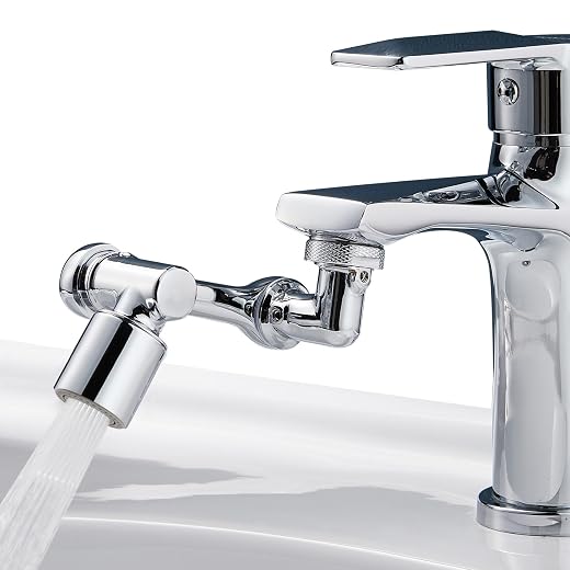 Rubinetto Rotante 1080 Gradi, Prolunga Rubinetto Allungabile con Rotazione 360 per Bagno, Snodo per Estensione Lavandino Cucina in Ottone, Areatore Rompigetto con Filtro Antispruzzo, M20 M22 M24