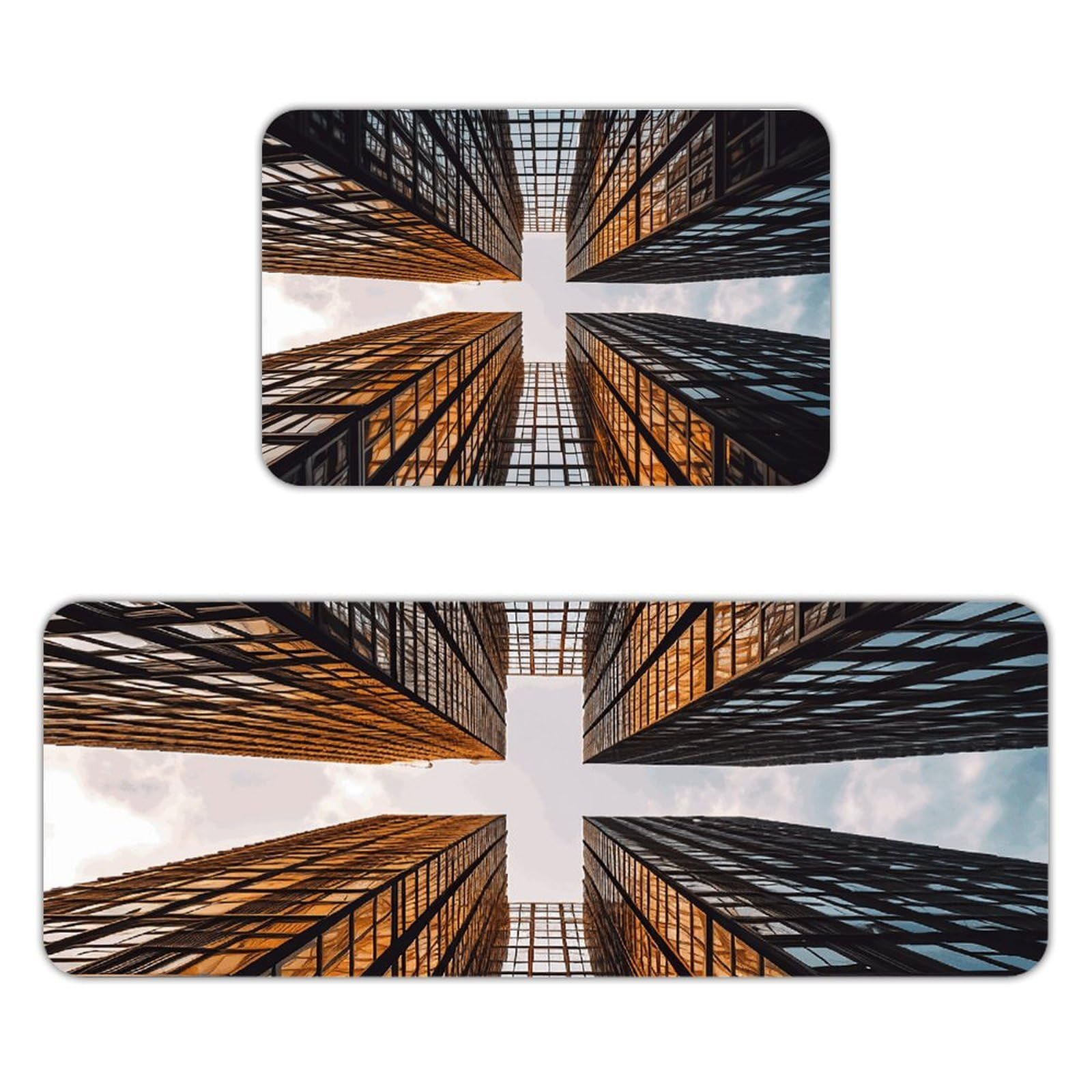 Tapete de cocina de franela aterciopelada, alfombra suave y absorbente Skyscraper