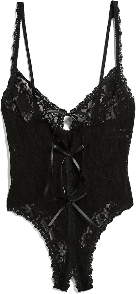 Amazon.com: hanky panky, Signature Lace Crotchless Teddy, Black