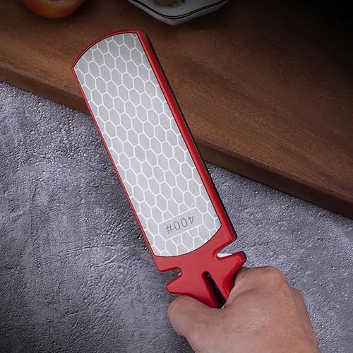 Miniatura 6 de MJFUNTXY Piedra de afilar diamantes, piedra de afilar cuchillos de mano de grano 4001000, herramienta 5 en 1 de doble cara con ranura de tijera de