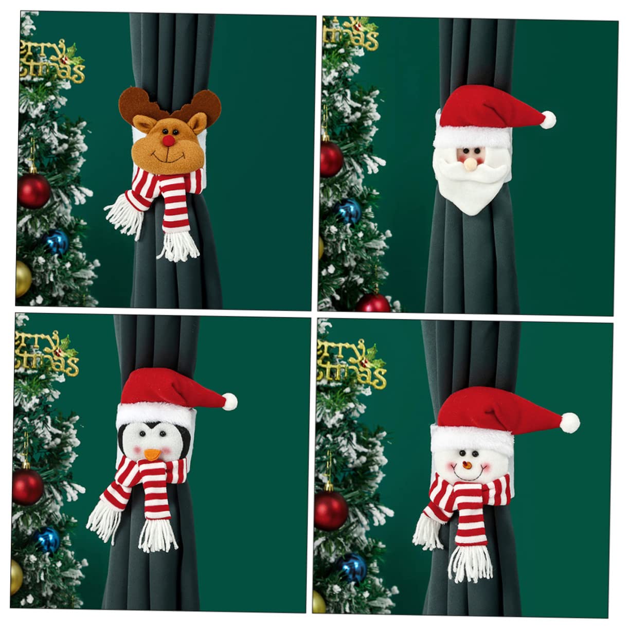 Amosfun 4 Ensembles Embrasses De Rideaux De Noël en Or pour Rideaux Guirlandes Crochets pour Embrasses De De Fenêtre Décorations Cravates 4 pièces * 4