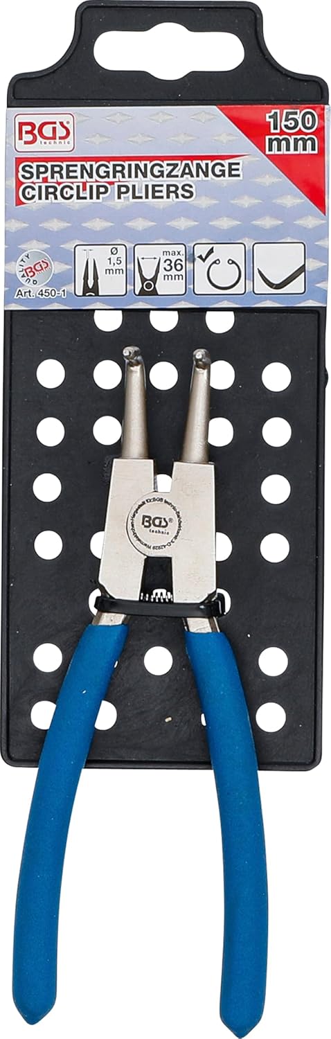 BGS Technic 450-1 Snap Ring Pliers Angled for External Snap Rings 150 m Circlip Pliers Non-slip