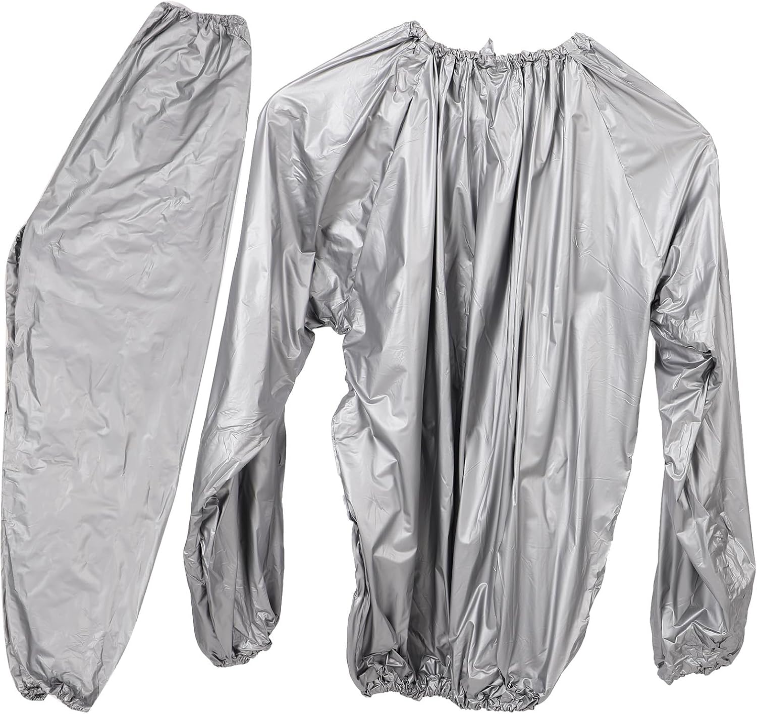 Outanaya Sauna Suit Men Sweat Top and Pants Set 0.1Mm Silver Lightweight Sweat Sauna Clothing for Fat Burning Fitness Workout Exercise
