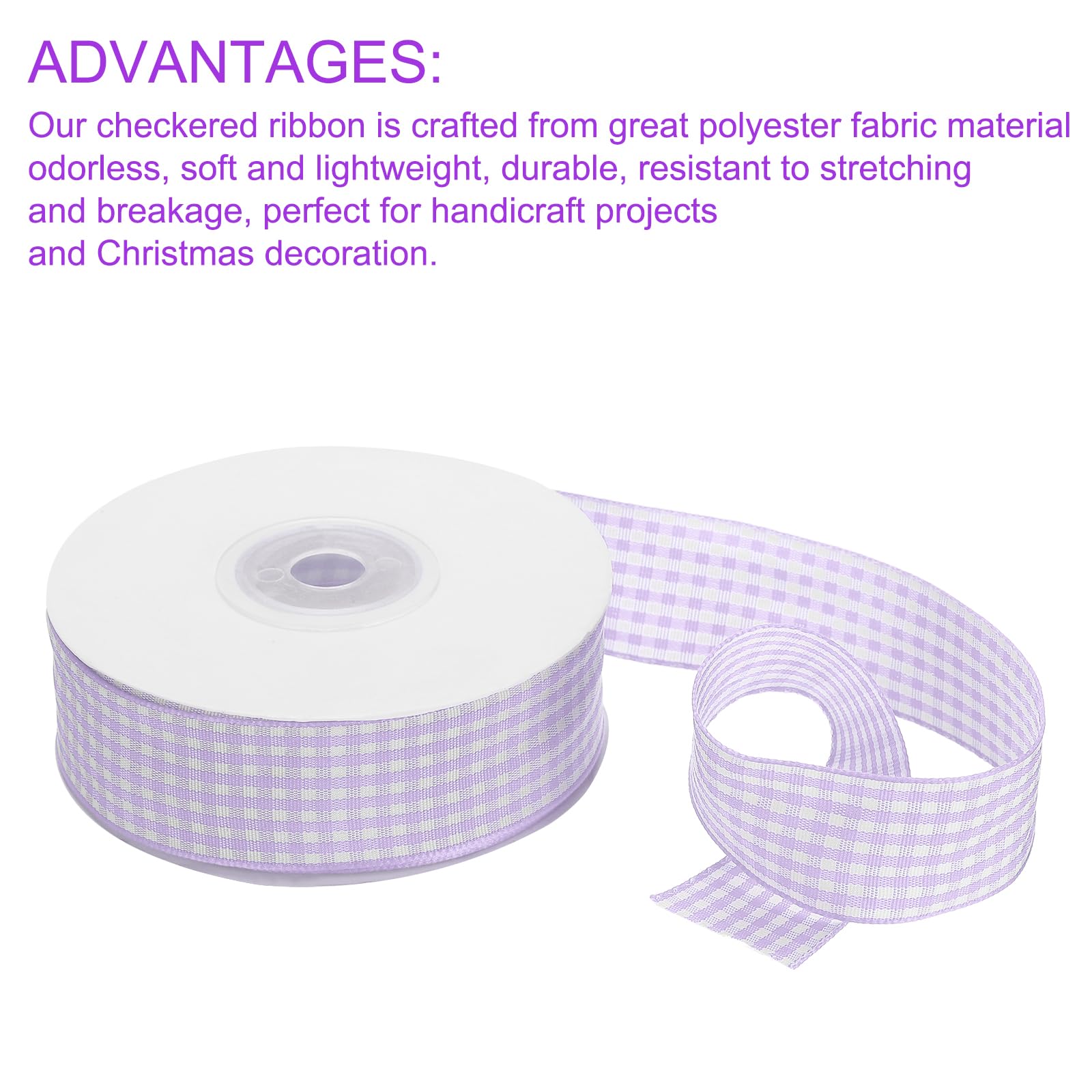 DMiotech 1 Inch 25 Yards Gingham Ribbon, Checkered Ribbon Plaid Ribbon for Gift Wrapping Decoration Art Craft DIY Light Purple - Image 4