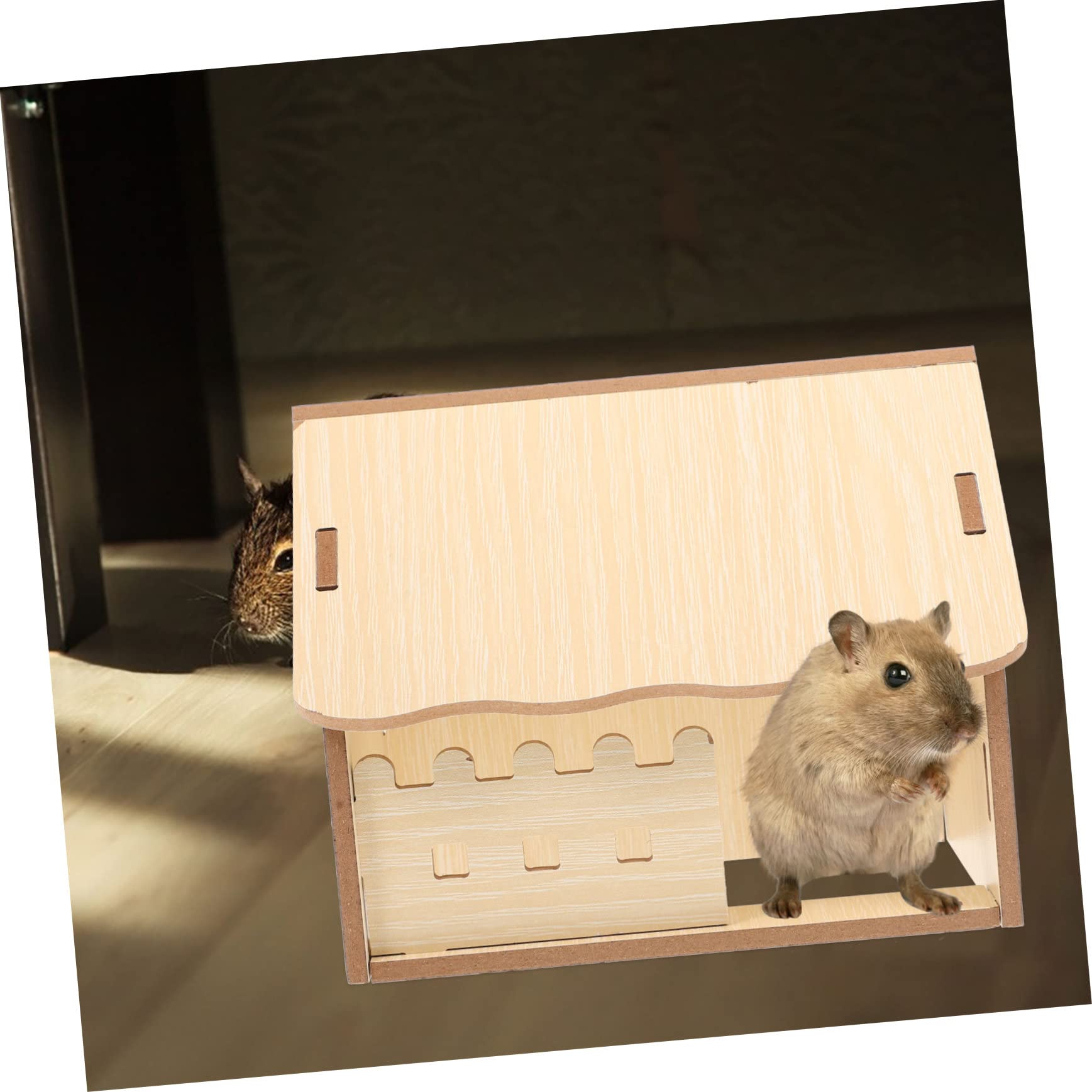 Casetta di Legno per Porcellino D'india, Rifugio Assemblato | Colore Khaki, per Gioco e Riposo, Uso Tutto L'anno, Rifugio Semplice per Piccoli Animali
